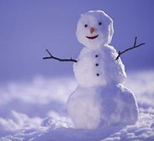 Snowman standing in the snow
