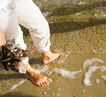 Feet in the water at the beach
